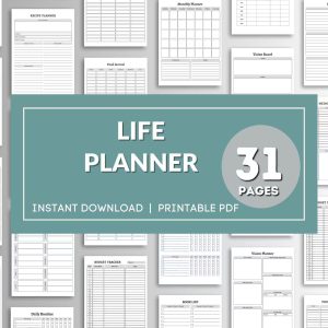 Life Planner Printable Bundle Goals for Life, Printable Bundle for Productivity Planner, Personal Planner Template, All In One Bundle