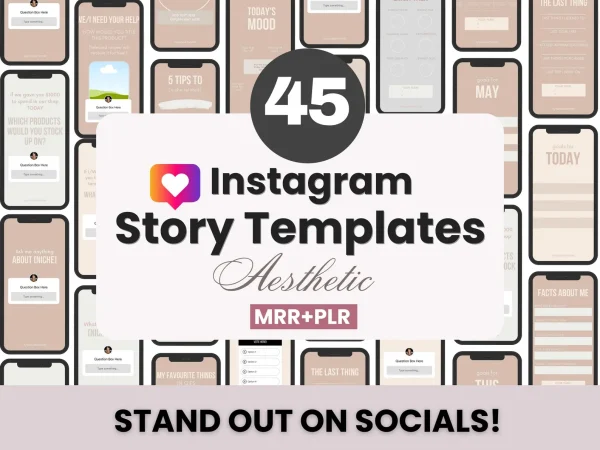 45 Beige Instagram Engagement Story Templates with PLR & MRR