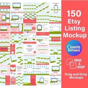 Etsy Listing Mockup Canva bundle, Etsy Mockup Planners Journal, Drag and Drop Mockups